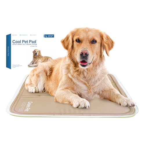 The Green Pet Shop Cool Pet Pad - Large, Iced Latte - Self-Cooling, Pressure Activated Mat for Dogs & Cats from 46-80 lbs - Non-Toxic Gel, No Water Needed - color: Latte, size: Large