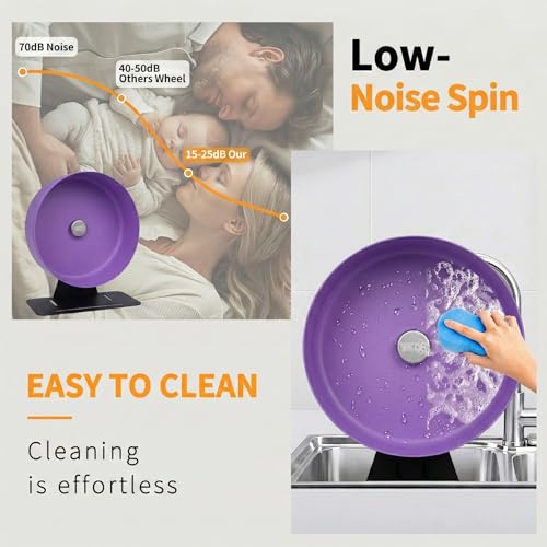 11.8" Aluminum Alloy Silent Hamster Exercise Wheel | Noiseless Running Wheel for Syrian Hamsters, Fancy Rat, Hedgehogs and Small Pets (Base-Black) - color: Purple