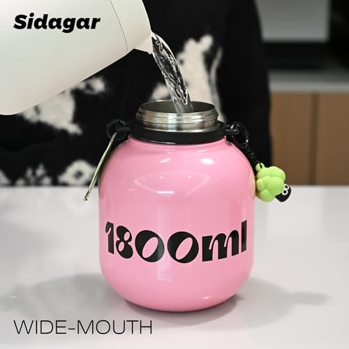 60 oz Gallon Insulated Water Bottle with Straw Lid, Pink | Premium 316L Stainless Steel, Leakproof, Wide Mouth Water Jug with Handle, All-day Hot or Cold Retention, Travel & Daily Use - color: Pink, size: 60 Ounces