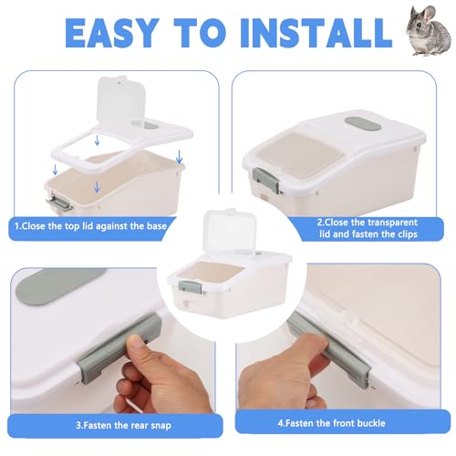 Large Chinchilla Sand Bath Container Kit Plastic Chinchilla Dust Bath Tub with Sand Cup and Sand Shovel Large Opening Clear Hamster Shower Room for Hedgehog Guinea Pig Squirrel Small Animals