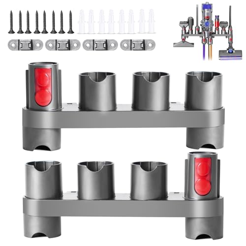 Premium Accessory Holders Compatible with Dyson V7 V8 V10 V11 V15 Cleaners | Flexible Extension Hose Mattress Tool Stiff Brush Soft Bristle and Flexible Crevice Tool for Home Cleaning - color: Wall Mount Accessory Holders