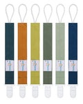 babygoal Neutral Pacifier Clips, 6 Pack Binky Paci Holder Leashes Fits for Most Baby Pacifiers and Binkies - color: blue series