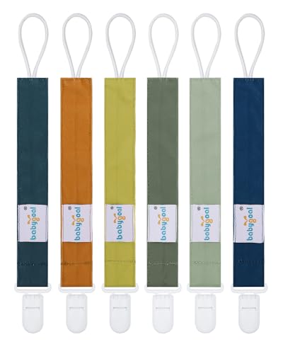 babygoal Neutral Pacifier Clips, 6 Pack Binky Paci Holder Leashes Fits for Most Baby Pacifiers and Binkies - color: blue series
