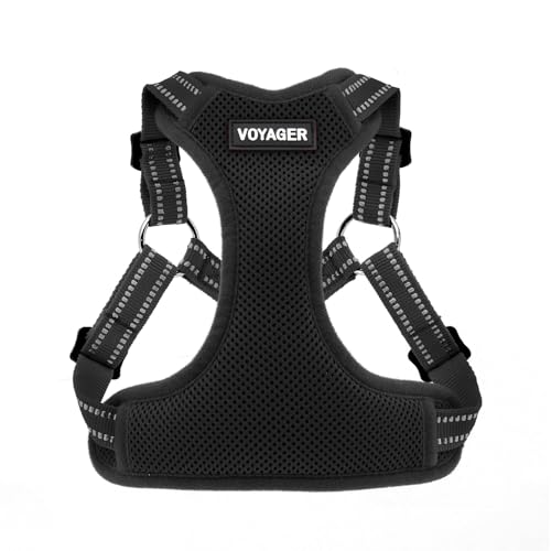 Voyager Step-in Flex Adjustable Dog Harness - Black, X-Small | 13 - 16" in Chest, Fully Adjustable, Reflective Bands, All Weather Breathable Air Mesh, Lightweight, Fast Drying - color: Harness (Black), size: XS