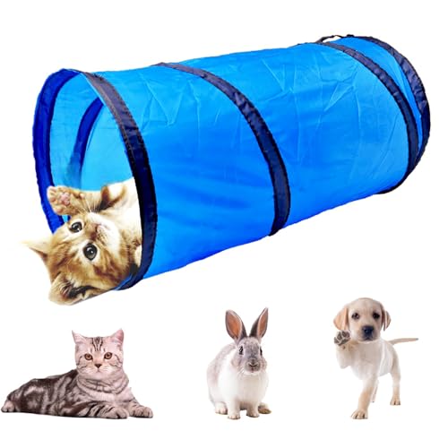 iCAGY Cat Tunnel for Indoor Small Cats Kittens Rabbits, Foldable Tube Toys | Interactive Pet Crinkle Pop Up Tunnel Play Toys, Relieve Cat Boredom, Sky Blue 20" - color: Sky Blue, size: 20 Inch (Pack of 1)