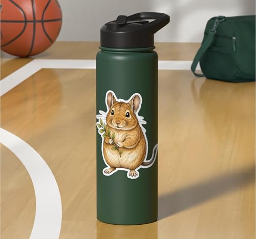 Degu With Leafy Branch Stainless Steel Insulated Water Bottle - color: Dark Green