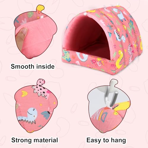 UPINS 2 Pack Guinea Pig Bed, Guinea Pig Hideout Washable Small Animal House Cage Accessories for Dwarf Rabbits Chinchillas Hamsters Hedgehogs Ferrets Bearded Dragons and Rats - color: Pink White, size: 9.84 x 9.84 inch