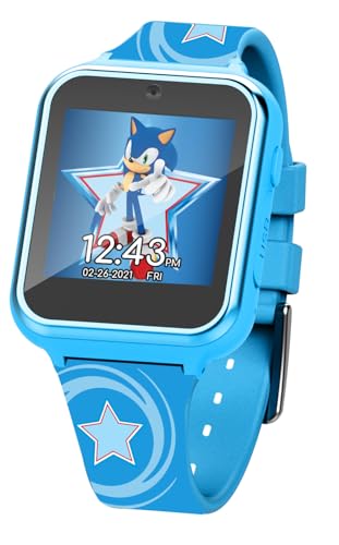 Accutime Kids SEGA Sonic The Hedgehog Blue Educational Touchscreen Smart Watch Toy for Boys, Girls, Toddlers - Selfie Cam, Learning Games, Alarm, Calculator, Pedometer (Model: SNC4133AZ) - color: Sonic Star