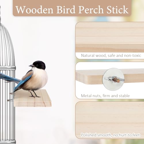 2PCS Bird Perch Platform Flat, 5.9 × 3.14 Inches Bird Cage Platform Birds Perch Stand Platforms Rectangle Stand Perches Shelf with Stainless Steel Washers for Cockatiel Rat Hamster Guinea Pig Conure