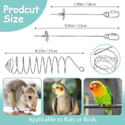 3 PCS Rat Enrichment Toys Stainless Steel Rat Foraging Toy Hanging Slow Feeder Mice Fruit Vegetable Skewer Food Holder Cage Accessories for Rodent Dwarf Hamster Gerbil