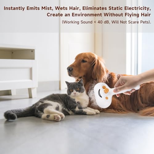 Pet Steam Brush for Dog & Cat Includes Waterless 2*Shampoo | Spray Hair Removal Comb for Shedding Grooming Softens Fur Reduces Static Water Brush for Long & Short Coats, Bath-Hating Pets - size: 7.8"-240ML