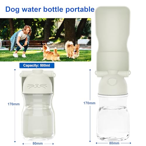 Amerisun Dog Water Bottle, 16.9 OZ Collapsible Leak-Proof Pet Water Bowl | Collapsible Water Bottle,Suitable for Dog, Cat, Puppy, Guinea Pig, Hamster & Bunny. Ideal for Walking, Hiking（A012B-White） - color: A012B-white