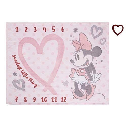 Disney Minnie Mouse Pink, Rose, Black & White Super Soft Milestone Baby Blanket, Pink, White, Black, Raspberry, 40x50 Inch (Pack of 1) - color: Minnie Mouse Pink, Rose, Black and White