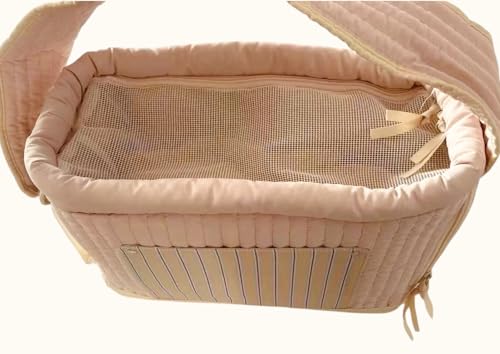 Tristan Home Luxury Quilted Pet Carrier Tote Bag, Waterproof, Adjustable Shoulder Strap, 42cm x 28cm x 20cm (Pink) - color: Pink