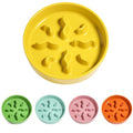 Ceramic Slow Feeder Dog Bowls Small Breed, 0.5 Cups Dog Food Dish for Fast Eaters, Puzzle Bowl for Small Dogs and Cats, 5.5 Inch-Yellow - color: Yellow