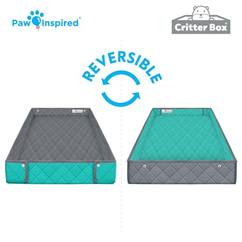 Paw Inspired Reversible Critter Box, C&C 2x3 (14-Inch Grids), Gray/Green | Washable Fleece Cage Liner, Raised Sides, Bedding for Guinea Pigs Rabbits, Hamsters, Small Animals, Edge Protected Pee Pads - color: Gray/Green, size: C&C 2x3 (14" Grids)