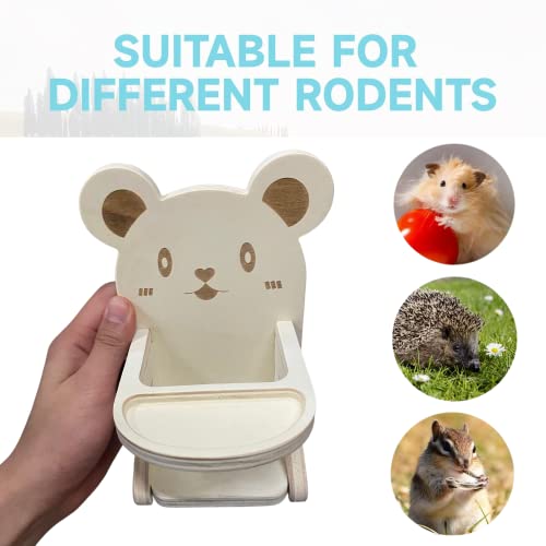 Handmade Wooden Hamster Dining High Chair - Small Animal Cage Accessories Habitat Decor House Photo Props - Small Animal Toys for Mice, Rat, Hedgehog, Rodents (Wood)