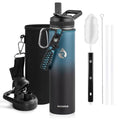 RAYMYLO Insulated Water Bottle 24 oz, Triple Wall Vacuum Stainless Steel | (Cold for 24Hrs, Hot for 12Hrs), Leak Proof & Non-BPA, Modern Water Flask Jug with Paracord Handle & Straw Spout Lids