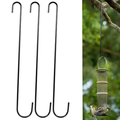 Vindar 3 Pack 16.5 Inches Bird Feeder Hook Extra Large S Hooks Heavy Duty Hooks Hangers for Tree Branch, Bird Feeder, Hummingbirds Feeders, Bird House, Office, Wind Chimes, Lanterns, Gardening Tools - color: 3 Pack 16.5 inches