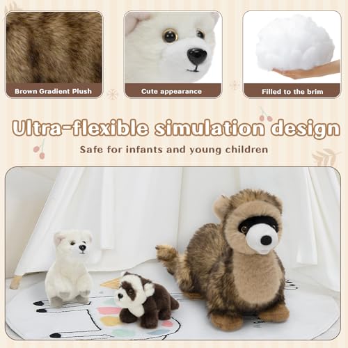 Ferret Stuffed Animal with 2 Babies, 3Pcs Forest Animal Plush, 18" | Mother and Baby Stuffed Animal; Zipper Belly Storage; Hide-and-Seek Play; Soft Woodland Companion; Christmas Gift for Kids - style: Ferret Brown