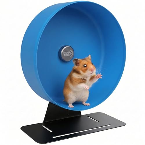 11.8" Aluminum Alloy Silent Hamster Exercise Wheel | Noiseless Running Wheel for Syrian Hamsters, Fancy Rat, Hedgehogs and Small Pets (Base-Black) - color: Blue