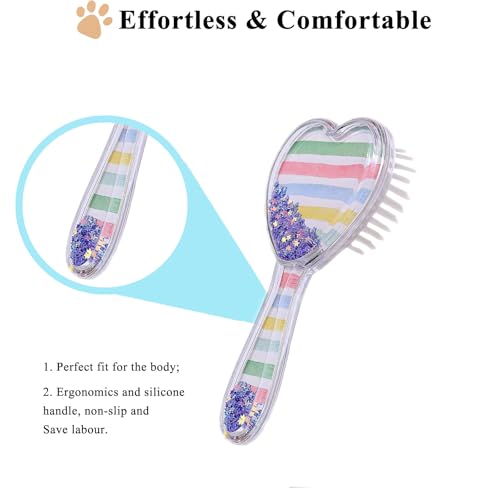 Small Dog Brush, Soft Dog Grooming Brush for Shih Tzus, Yorkies, Maltipoos, Maltese, Love Shape Puppy Massaging Pet Hair Brush, Cat Brush, for Small Dogs Cats of All Hair Types (Rainbow) - color: Rainbow