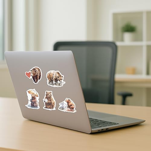 100 PCS Bear Stickers Pack – Waterproof Vinyl Decals for Water Bottles, Laptops, Phones, Notebook, Cars – Cool Vibrant Graphics for Bear Enthusiast - color: Bear