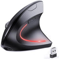 JYKEYMOUT Bluetooth and 2.4G (2-in-1) Rechargeable Wireless Mouse, Ergonomic Vertical Design, 1000/1200/1600 DPI, 6 Silent Buttons, for Laptop, Computer, PC, MacBook, Chromebook-Black - style: DPI-1600