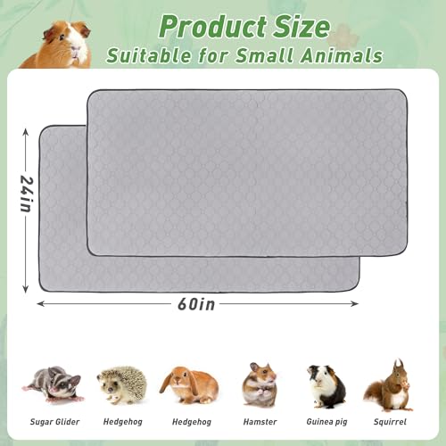 Guinea Pig Cage Liners, 24''X60'' Washable Guinea Pig Pee Pads, Non Slip Reusable Super Absorbent Guinea Pig Training Mat Bedding Fleece for Small Animals Hamster Rabbit Chinchilla Rat, 2Pack - size: C&C 2x5(24" x 60") 2Pack