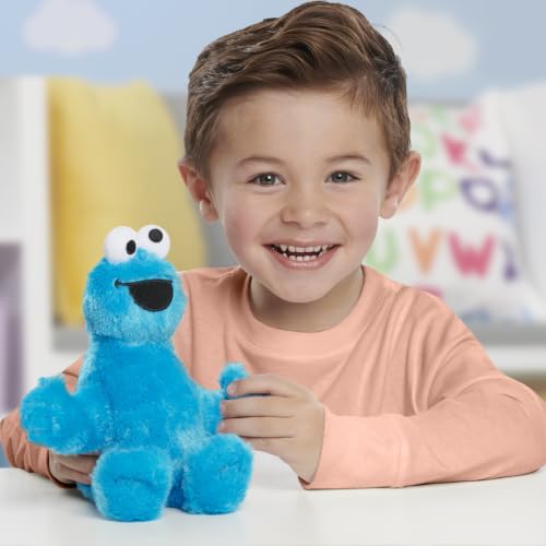Sesame Street Friends 8-inch Cookie Monster Plush Stuffed Animal, Recycled Filling, Kids Toys for Ages 18 Month by Just Play