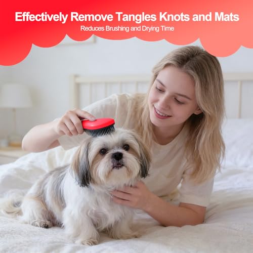 Small Dog Brush, Skin-friendly Soft Bristles (Rose Red) | Puppy Hair Brush, Massage and Bath Supplies, Pet Grooming Tool for Teddy, Yorkies, Maltese, Shih Tzu, Chihuahua - color: Rose Red