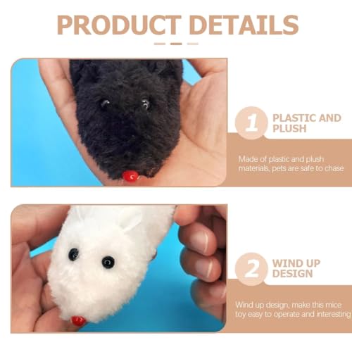 Black Clockwork Mouse Toy, Cat Mice Toys, Cat Plush Mouse Hunting Toy, Clockwork Running, Wind Up Indoor Plush Mice Wind-up Pet, Realistic Racing for Kitten, Indoor
