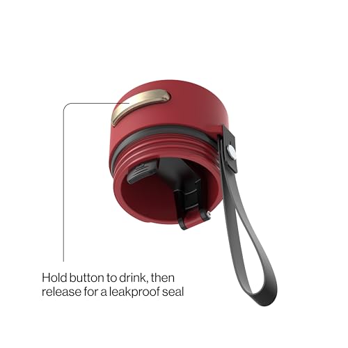 Contigo AutoSeal 24 oz Stainless Steel Vacuum-Insulated Water Bottle with Leakproof Push-Button Spout & Lock, Carry Strap, BPA-Free & Lead-Free, Dishwasher Safe - color: Goji Berry Champagne, size: 24 Ounces
