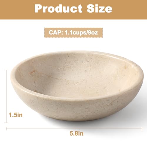 Karibiber Natural Marble Cat Bowl, Weighted 1.5lb Cat Food Bowl for Cat and Small Dog, Small Animal Pet Food Dish Non-Slip, Shallow Dish for Whisker Fatigue Relief, Premium Beige Stone for Home Decor - color: Beige
