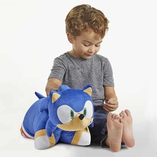 Pillow Pets Sonic the Hedgehog, 16" Plush Toy | Soft Plush Pillow Companion, Unfastens into a Cozy Pillow at Night, Machine Washable, BPA and Phthalates Free