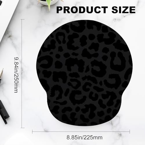 Black Leopard Mouse Pad with Gel Wrist Support, Smooth Surface Ergonomic Mouse pad, Non-Slip Pain Relief Desk Mat for Gaming, Work & Office Desktop - color: Black Leopard