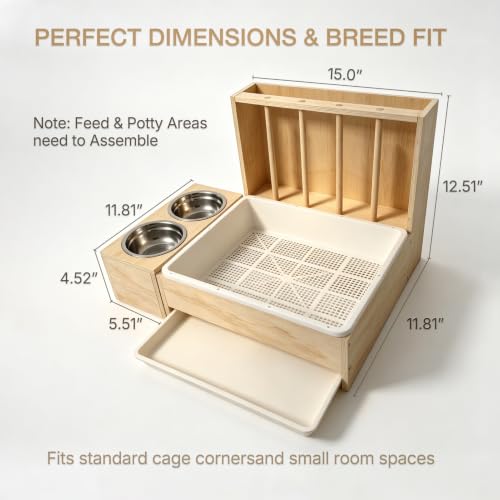 Rabbit Litter Box with Detachable Hay Feeder,Urine Separation Litter Box | Urine Separation Litter Box Keep Clean, Bunny Hay Feeder with Loofah Less Mess for Guinea Pigs, Chinchillas, Hamsters Rabbits