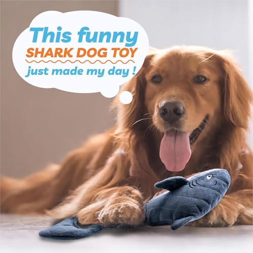 LEGEND SANDY Large Squeaky Dog Toys to Keep Them Busy, Interactive Plush Dog Toy,Crinkle Tug of War Dog Chew Toy for Small, Medium, and Large Dog | Squeaky Pet Toys, Dog Chew Toys to Keep Them Busy - color: Grey Shark