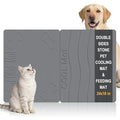 Double-Side 2 in 1 Stone Pet Food Mat & Cooling Mat (24"*16") | Instant dry water absorbing Diatomite Stone Dog Bowls Drying Mat & Heat dissipating Pet Cooling Mat. Bite-Proof & Non-slip. - color: DARK GREY, size: 24"*16"