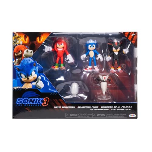 Sonic The Hedgehog 3 Movie Action Figures 2.5-Inch Movie Collector Toy Figure Multi-Pack Includes Knuckles Shadow Buzz Bomber & Drone- Officially Licensed Toys