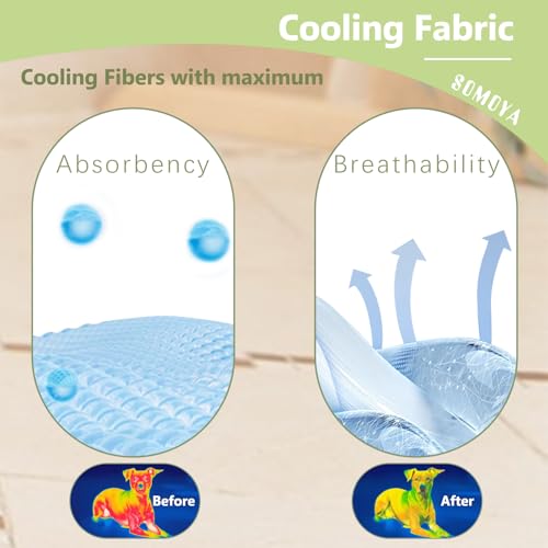 SOMOYA Cooling Mat for Dogs Non-Slip Arc-Chill Pads | Cooling Pad for Dogs Q-Max 0.45 Foldable Washable Absorbs Pet Heat Fast Suit for Indoor Outdoor Summer Use for Cats Dogs - color: Green, size: Medium (29.5x18.8 IN)