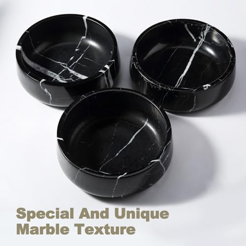 Karibiber Black Marble Dog Bowl, 3.5lbs Non Slip,Non Spill Heavy Dogs Food Bowl, Large Dog Dish, Weighted Food and Water Bowls for Medium Dogs, Natural Stone Pet Bowl, Easy to Clean, Holds 4.5 Cups - color: Black, size: S