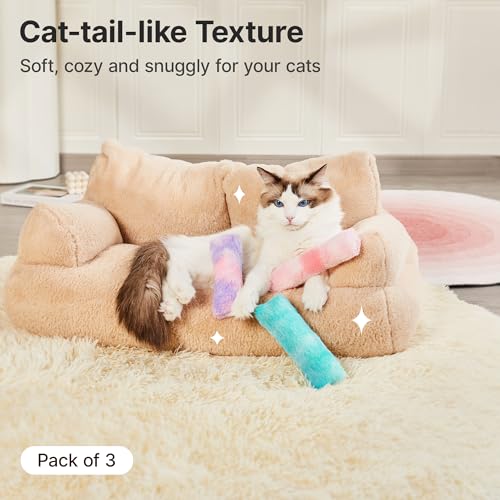 Potaroma Cat Toys Pillows, 3 Pcs, Catnip Inside, Interactive Indoor Fun | Crinkle Sound, Soft and Durable, Kitten Kicker, Promotes Kitty Exercise - color: Pastel Colors