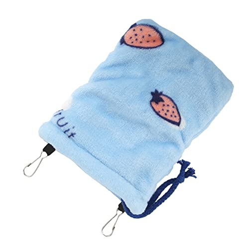 Pssopp Small Pet Hanging Sleeping Bag - Flannel Warm Hamster Hideout Pouch with Drawstring and Hook, Portable Cozy Nest Bed for Sugar Glider, Rat, and Guinea Pig Cage
