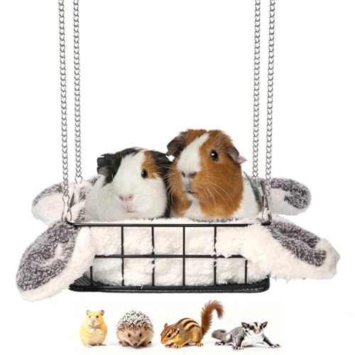 Rat Bed Platform with Blanket, Small Animal Bed Mat, Metal Cage Accessory, Small Pet Animal Rest Hammock, Habitat House Hide Toy for Guinea Pigs Chinchillas Hamsters Sugar Gliders