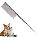 Grooming Pet Comb Rat Tail Dematting Cat and Dog Comb，Rounded Ends Design for Safe Tangle Removal, Hairstyling, Massage，Loose Hair Removal，Prevent Irritation，Fluffing Paws,Face,Tail,Remove Tear Stain - color: Silver