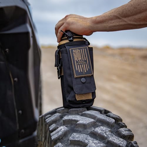 Iron Infidel Battle Bottle - 32 Oz Insulated Water Bottle with Straw Lid & Chug Cap, Stainless Steel Metal Flask Includes Rugged, Removable Sleeve for Keys, Wallet, & Phone (Brown Recluse 1 Liter) - color: 32oz - Brown Recluse, size: 32 Ounces