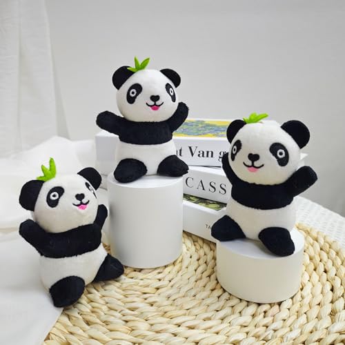 Dog Hide and Seek Toys Puppy Chew Squeaky Toys Plush Mushroom&Bamboo&Shell Hideout Stuffing with Squeakers Animals (3Pcs Squeaky Panda) - color: 3Pcs Squeaky Panda