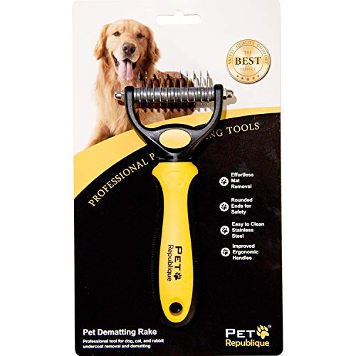 Dog Dematting Tool – Matt Splitters for Dogs, Cats, Rabbits, Long Haired Breed Pets – Effective Pet Dematting, Mat Remover, De-Matting Comb, or Dematter (6+11 Teeth) - size: 6+11 Teeth