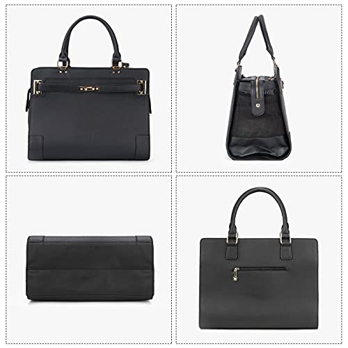 Fashion Pet Carrier Dog Cat Carrier Purse Soft-Sided Leather Handbag Pet Tote Bag for Small Dogs Puppy and Cats TSA Airline Approved - color: Black 2